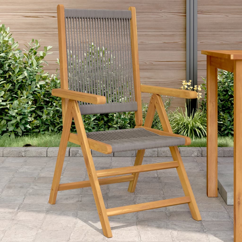 Chaises de jardin lot de 2 gris bois d'acacia et polypropylène