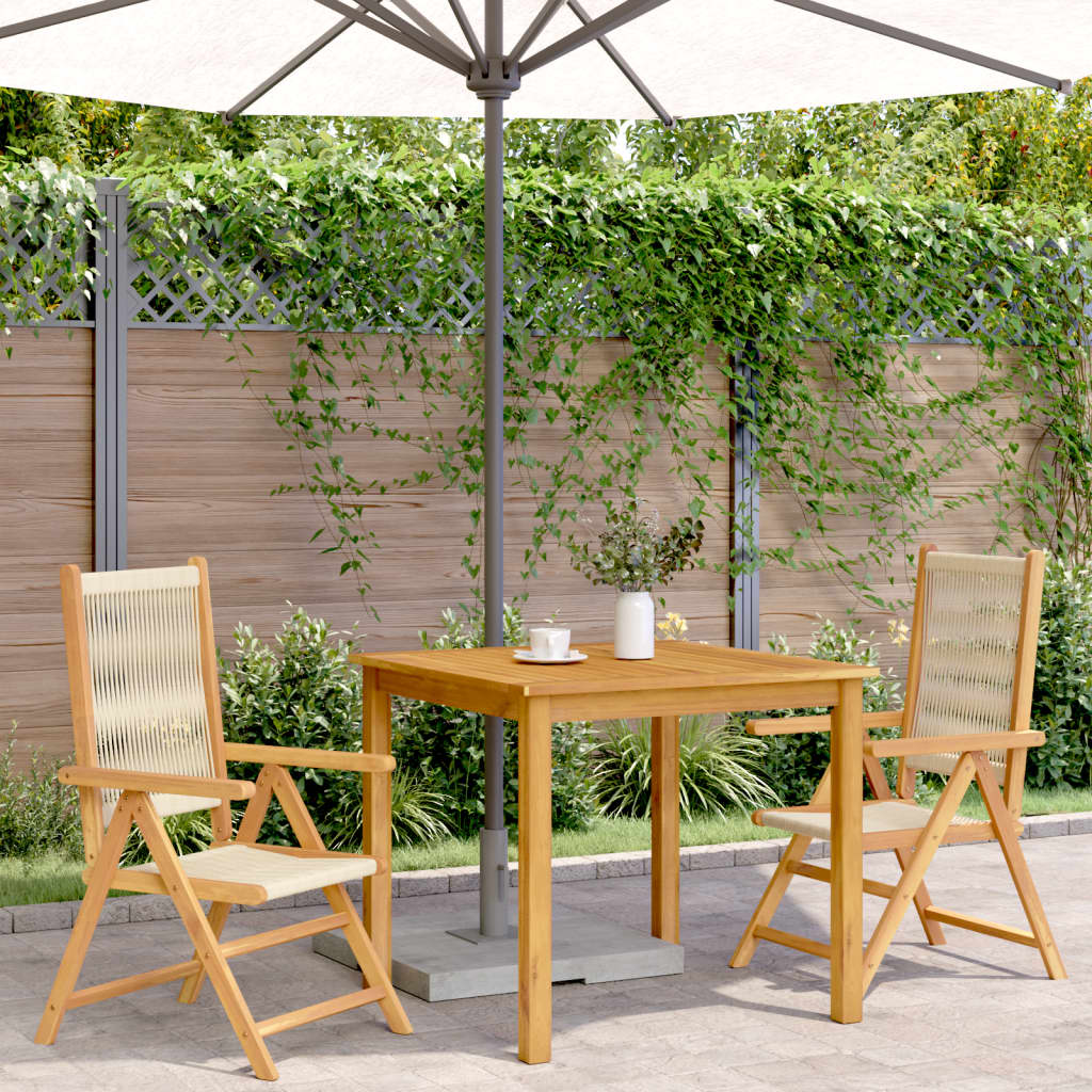 Chaises de jardin lot de 2 beige bois d'acacia et polypropylène