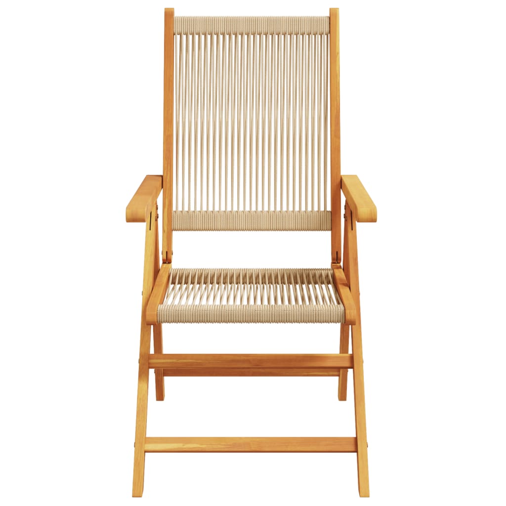 Chaises de jardin lot de 2 beige bois d'acacia et polypropylène