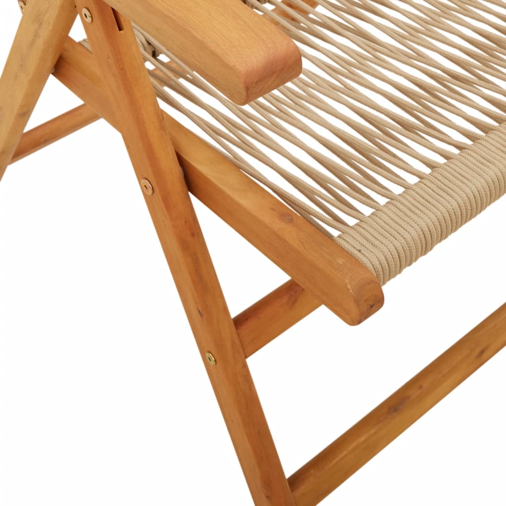 Chaises de jardin lot de 2 beige bois d'acacia et polypropylène