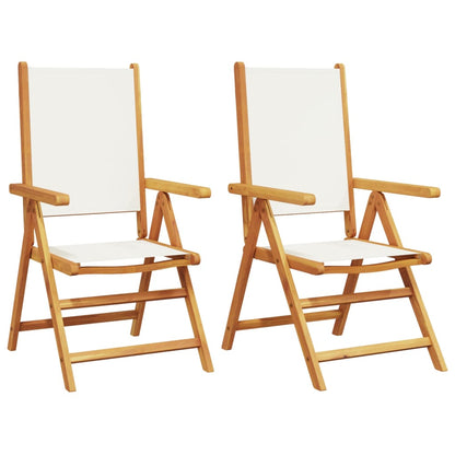 Chaises de jardin lot de 2 blanc crème bois acacia massif tissu