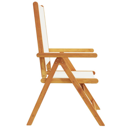 Chaises de jardin lot de 2 blanc crème bois acacia massif tissu