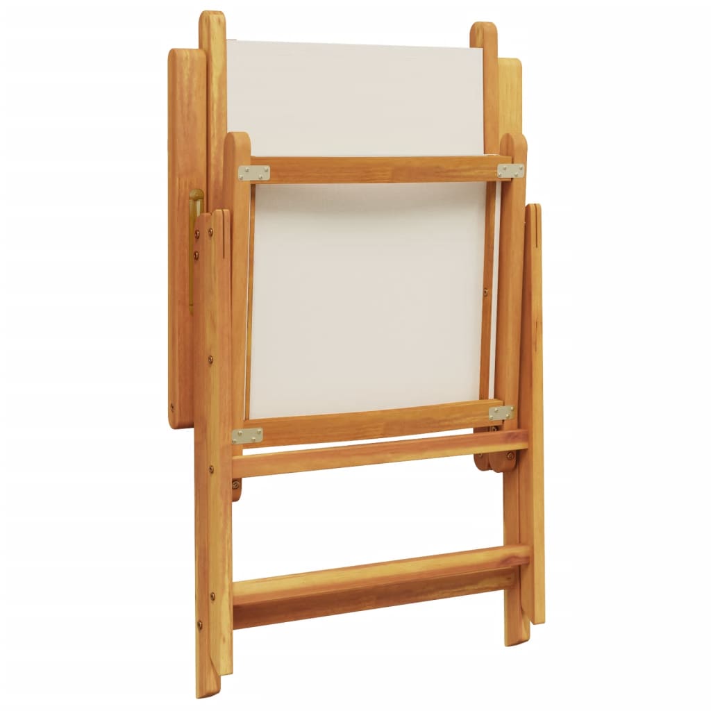 Chaises de jardin lot de 2 blanc crème bois acacia massif tissu