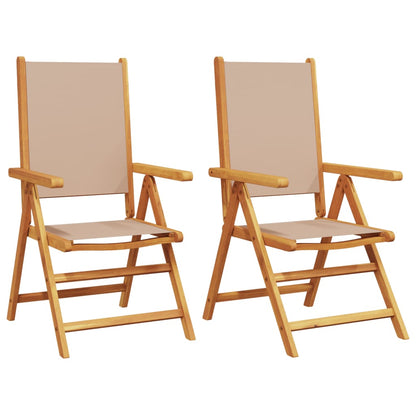 Chaises de jardin lot de 2 taupe bois d'acacia massif et tissu