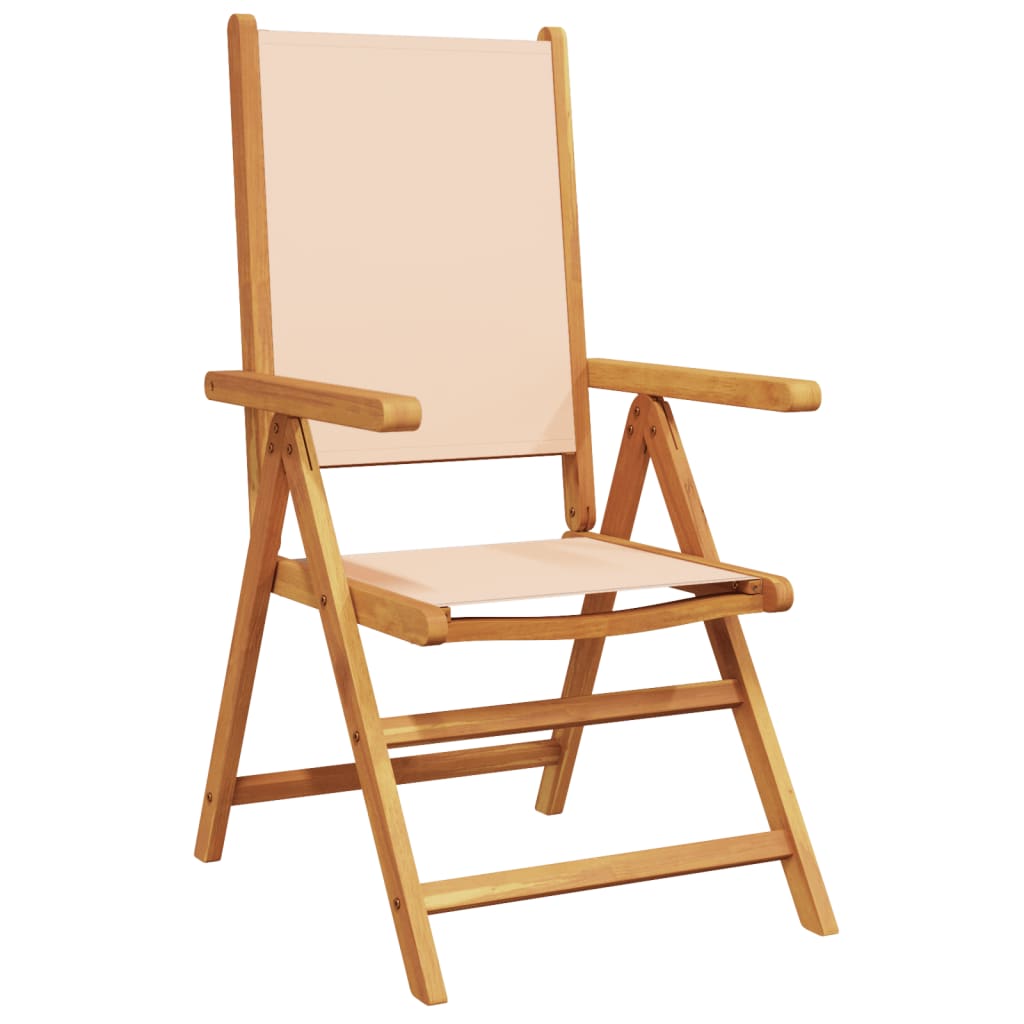 Chaises de jardin lot de 2 beige bois d'acacia massif et tissu