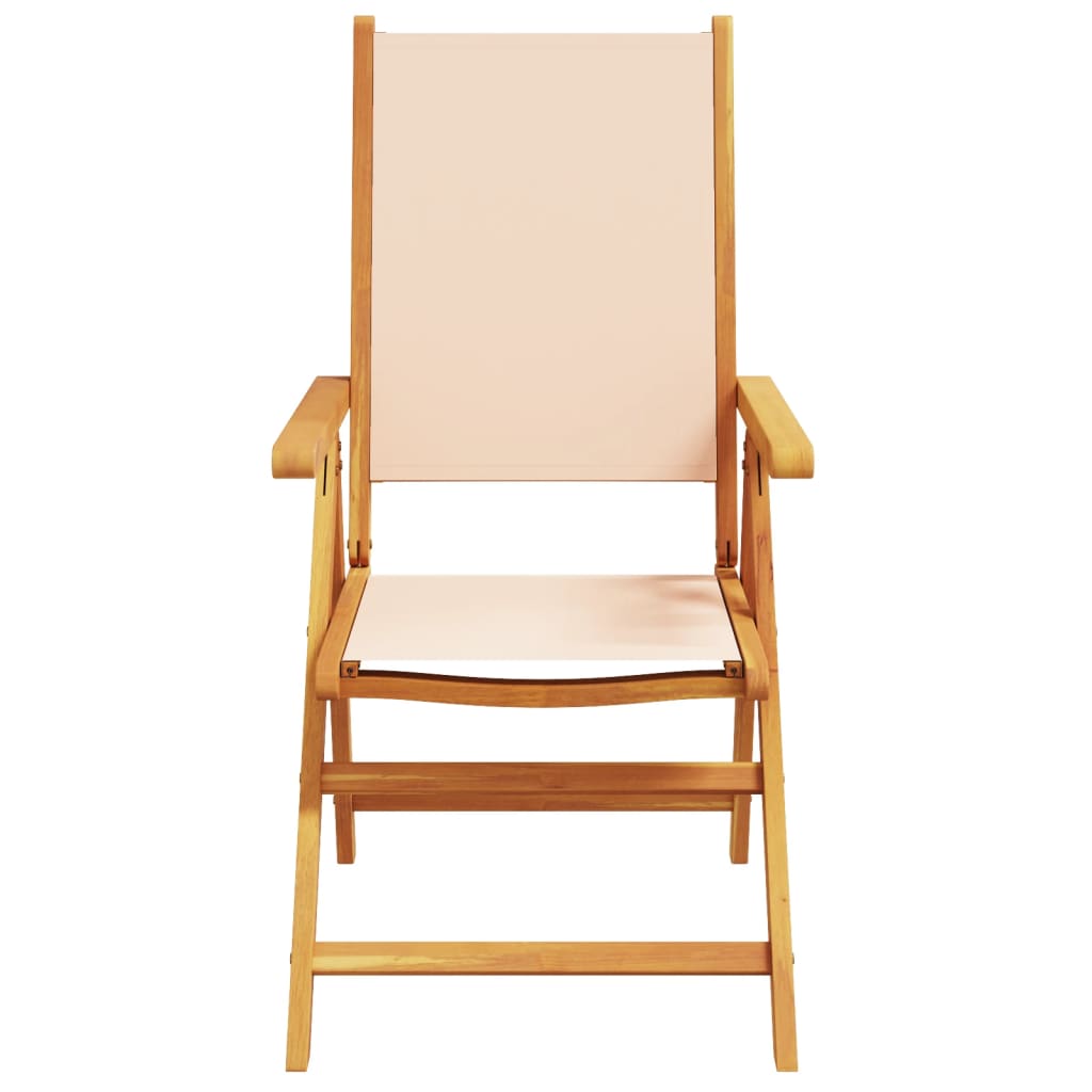 Chaises de jardin lot de 2 beige bois d'acacia massif et tissu