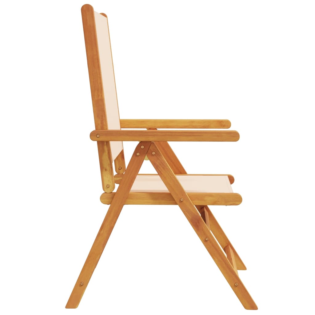 Chaises de jardin lot de 2 beige bois d'acacia massif et tissu