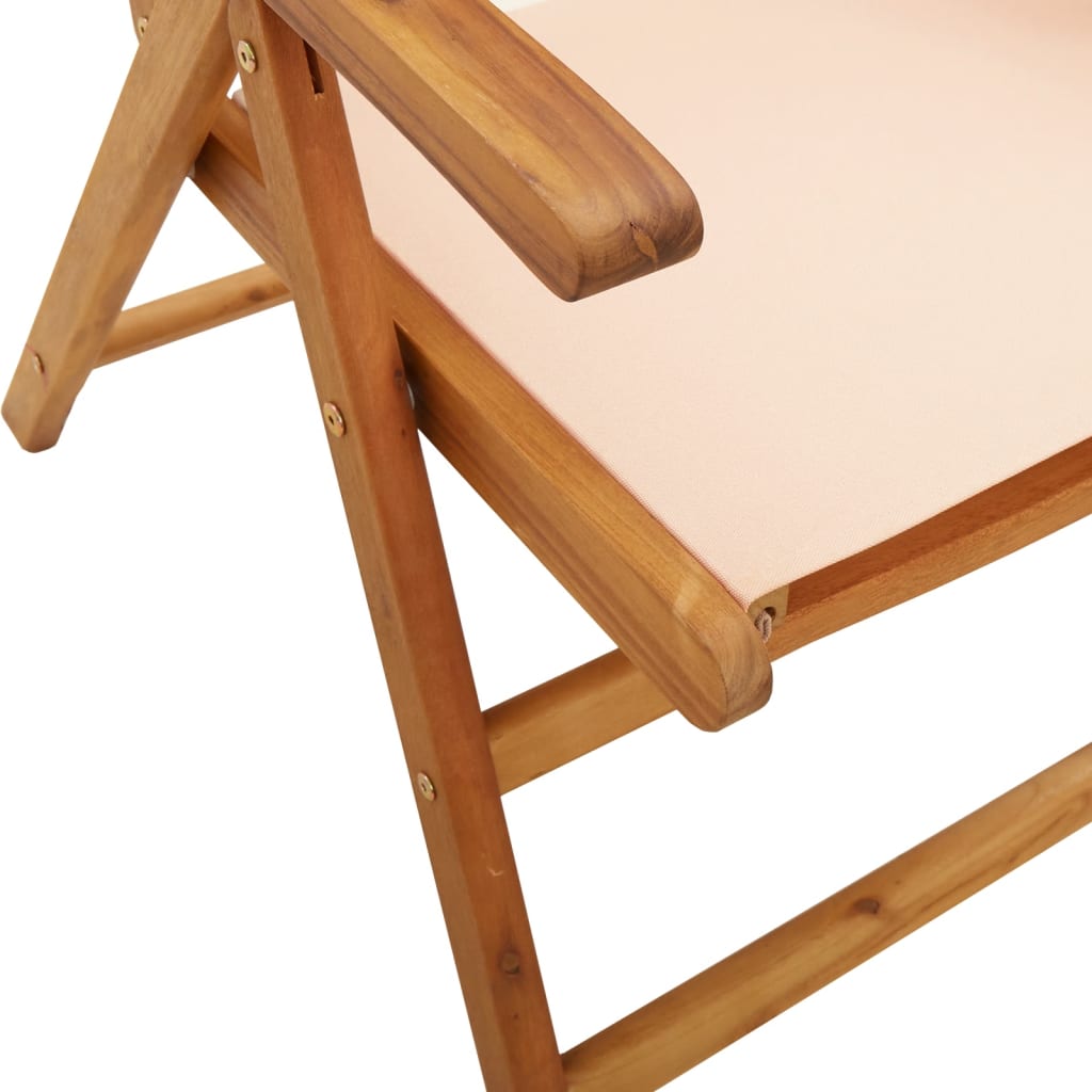 Chaises de jardin lot de 2 beige bois d'acacia massif et tissu