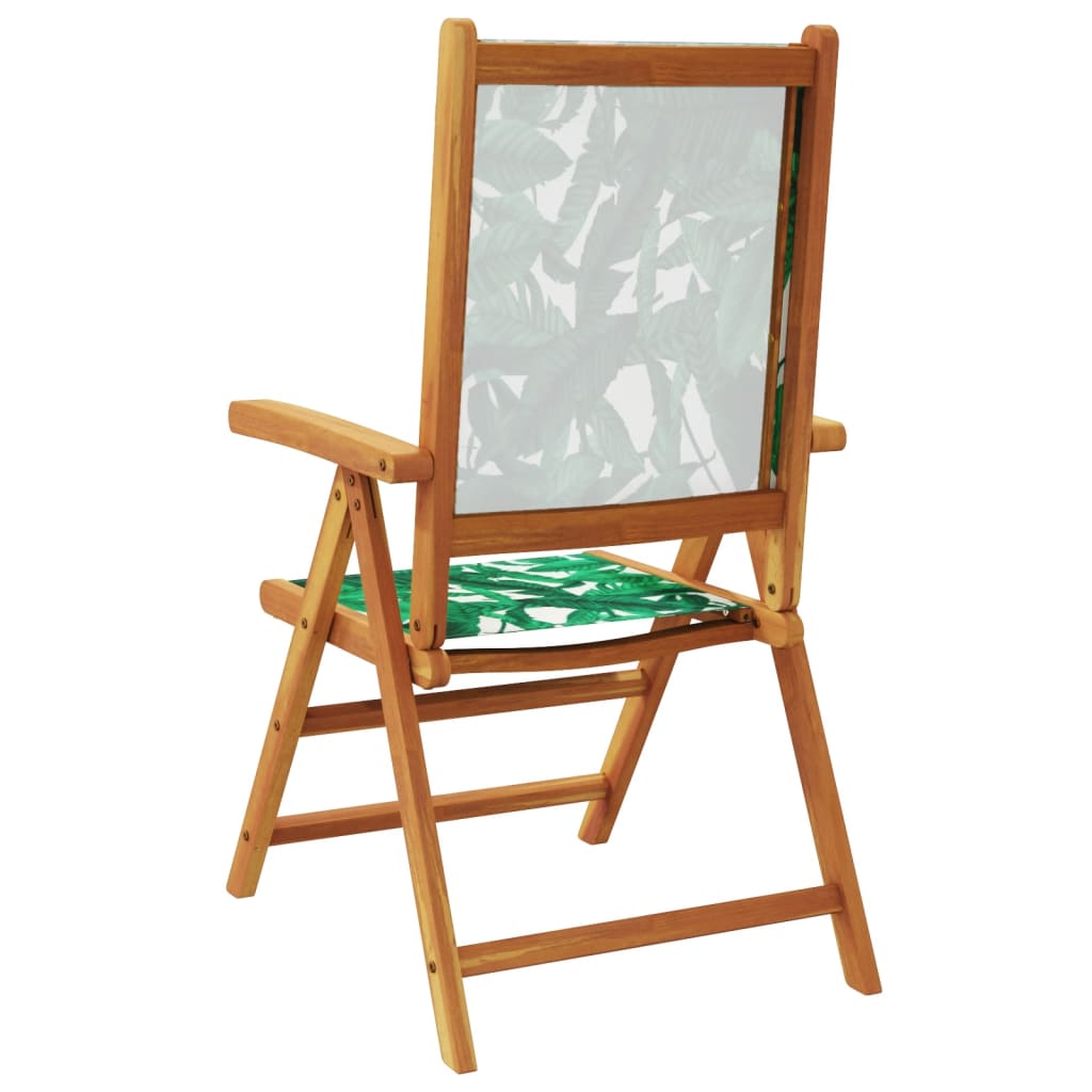 Chaises de jardin lot de 2 motif de feuilles acacia et tissu