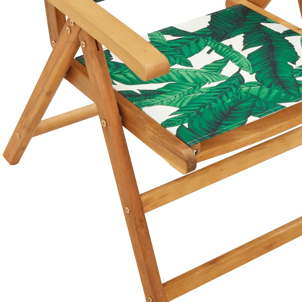 Chaises de jardin lot de 2 motif de feuilles acacia et tissu