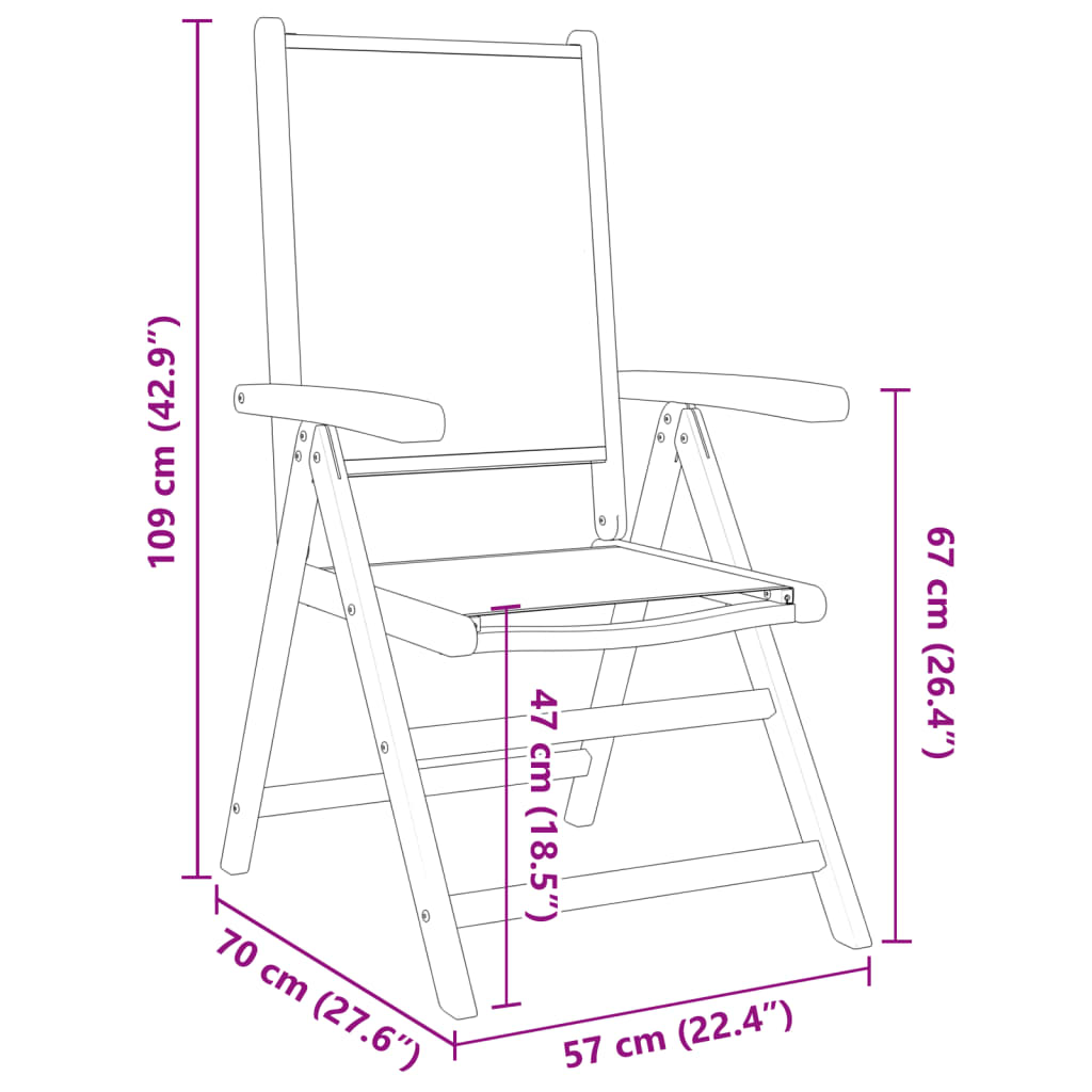 Chaises de jardin lot de 2 motif de feuilles acacia et tissu