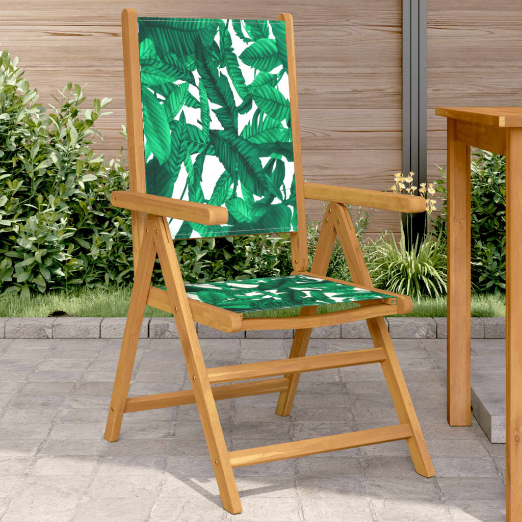 Chaises de jardin lot de 2 motif de feuilles acacia et tissu