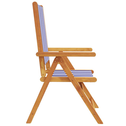 Chaises de jardin lot de 2 bleu/blanc bois acacia massif tissu