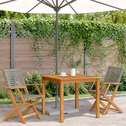 Chaises de jardin lot de 2 gris bois massif d'acacia et rotin