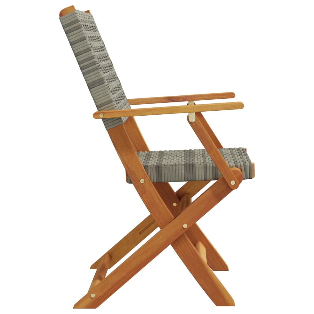 Chaises de jardin lot de 2 gris bois massif d'acacia et rotin