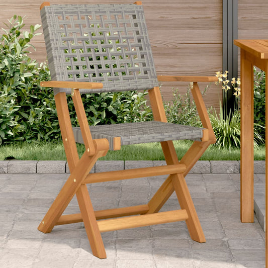 Chaises de jardin lot de 2 gris bois massif d'acacia et rotin