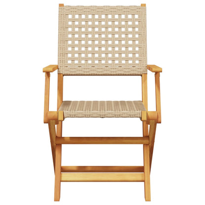 Chaises de jardin lot de 2 beige bois massif d'acacia et rotin