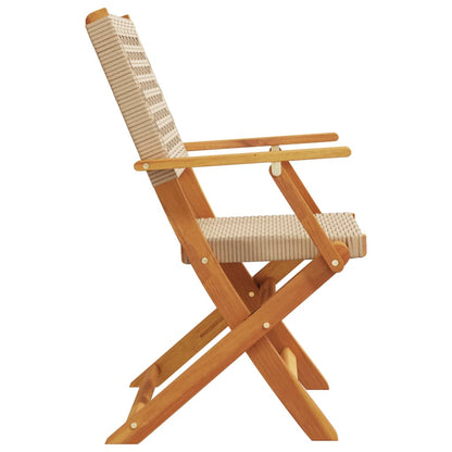 Chaises de jardin lot de 2 beige bois massif d'acacia et rotin