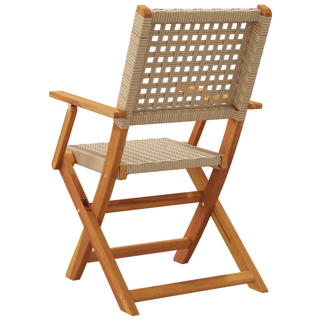 Chaises de jardin lot de 2 beige bois massif d'acacia et rotin