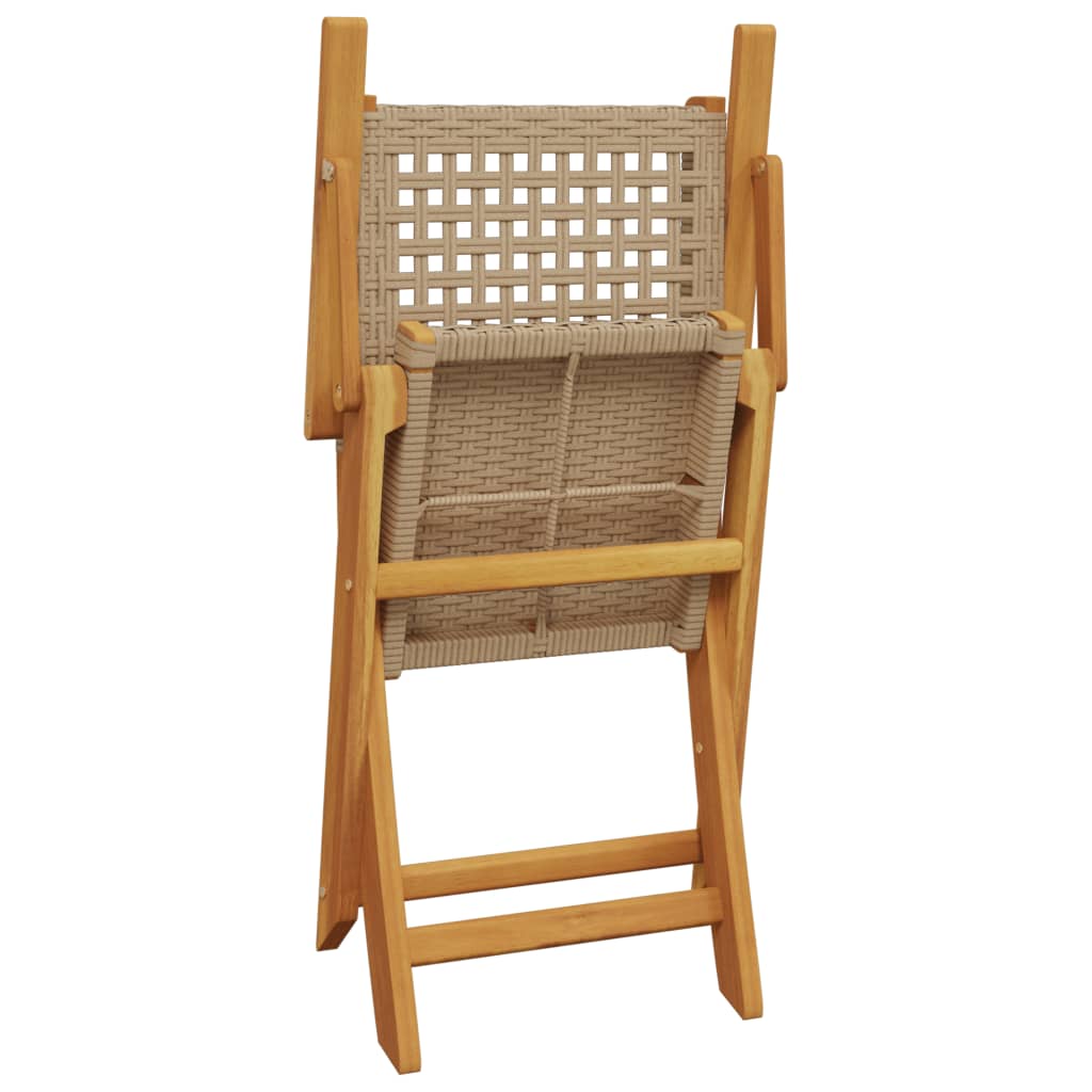 Chaises de jardin lot de 2 beige bois massif d'acacia et rotin