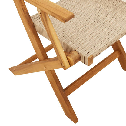 Chaises de jardin lot de 2 beige bois massif d'acacia et rotin