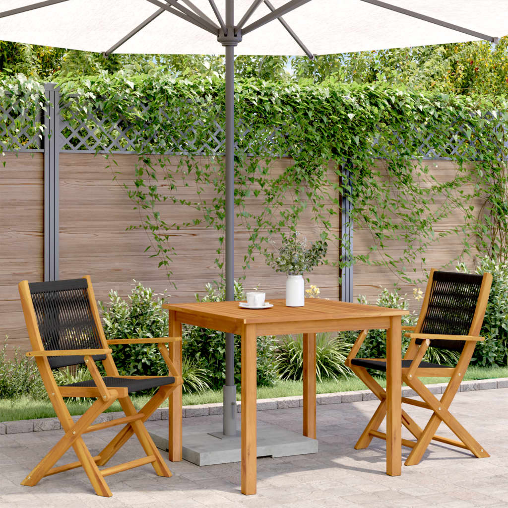 Chaises de jardin lot de 2 noir bois d'acacia et polypropylène