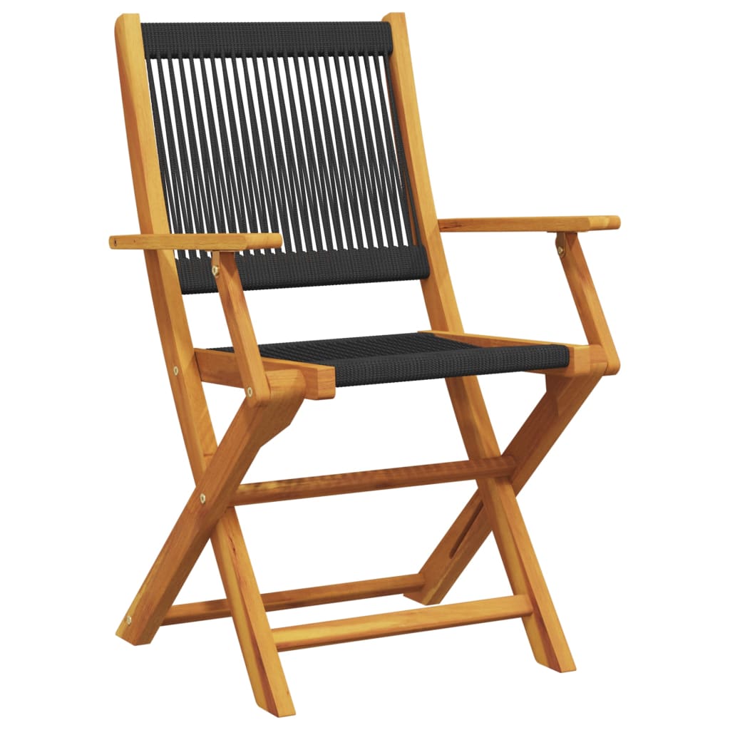 Chaises de jardin lot de 2 noir bois d'acacia et polypropylène