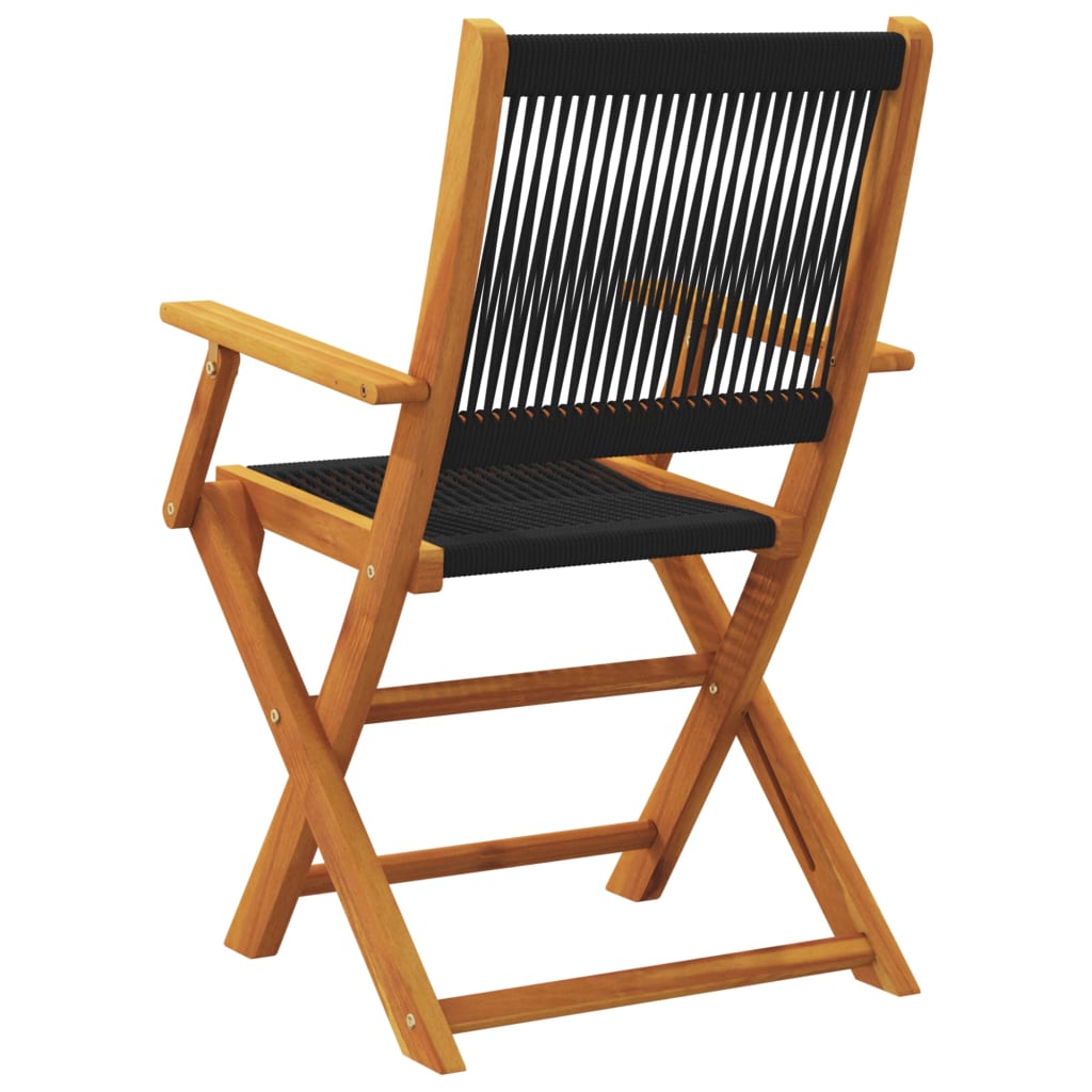 Chaises de jardin lot de 2 noir bois d'acacia et polypropylène