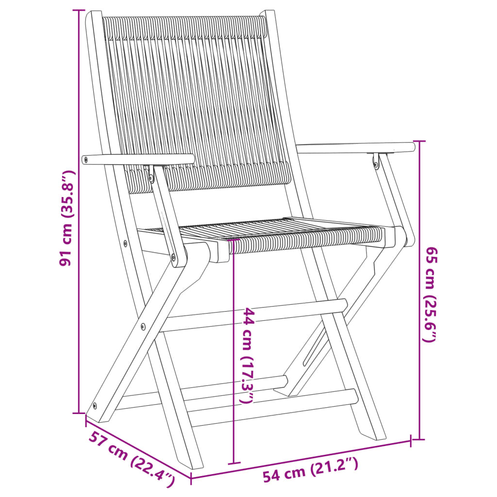 Chaises de jardin lot de 2 noir bois d'acacia et polypropylène