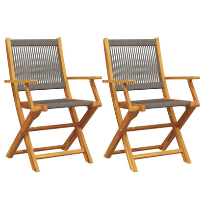 Chaises de jardin lot de 2 gris bois d'acacia et polypropylène