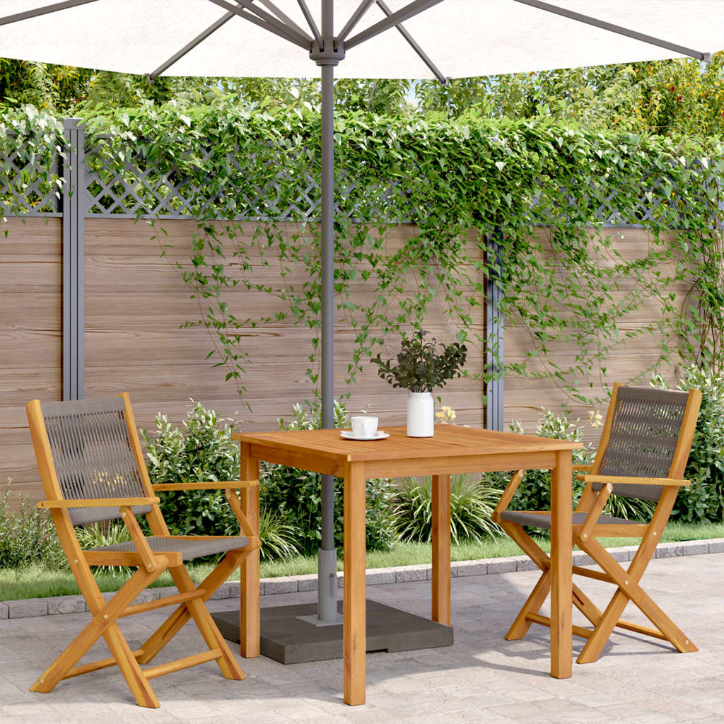 Chaises de jardin lot de 2 gris bois d'acacia et polypropylène