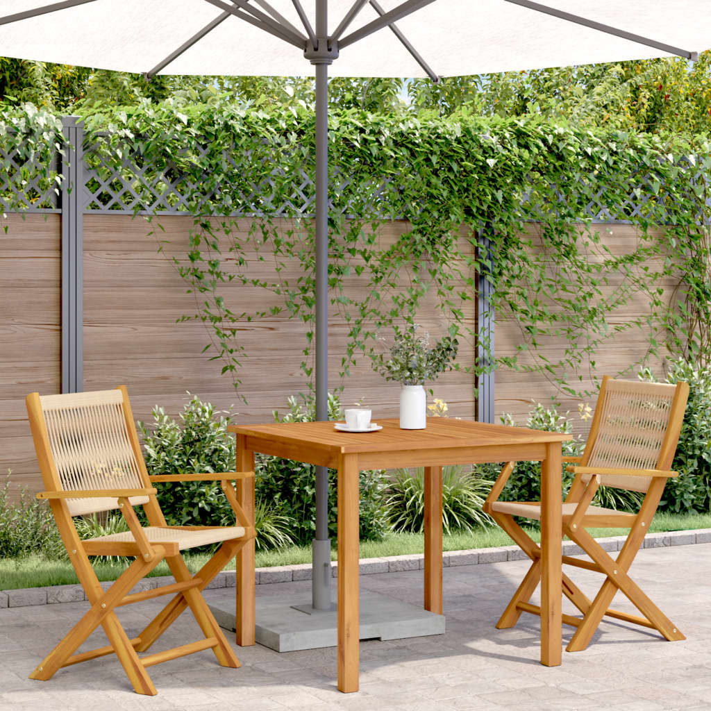 Chaises de jardin lot de 2 beige bois d'acacia et polypropylène