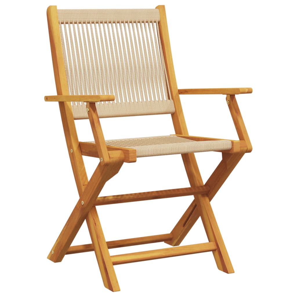 Chaises de jardin lot de 2 beige bois d'acacia et polypropylène