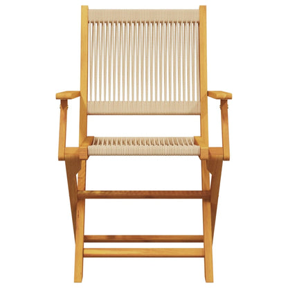 Chaises de jardin lot de 2 beige bois d'acacia et polypropylène