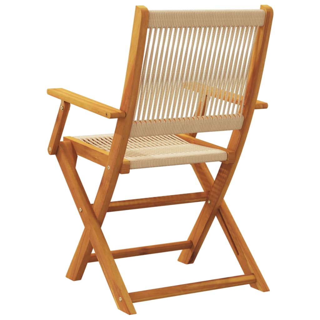 Chaises de jardin lot de 2 beige bois d'acacia et polypropylène