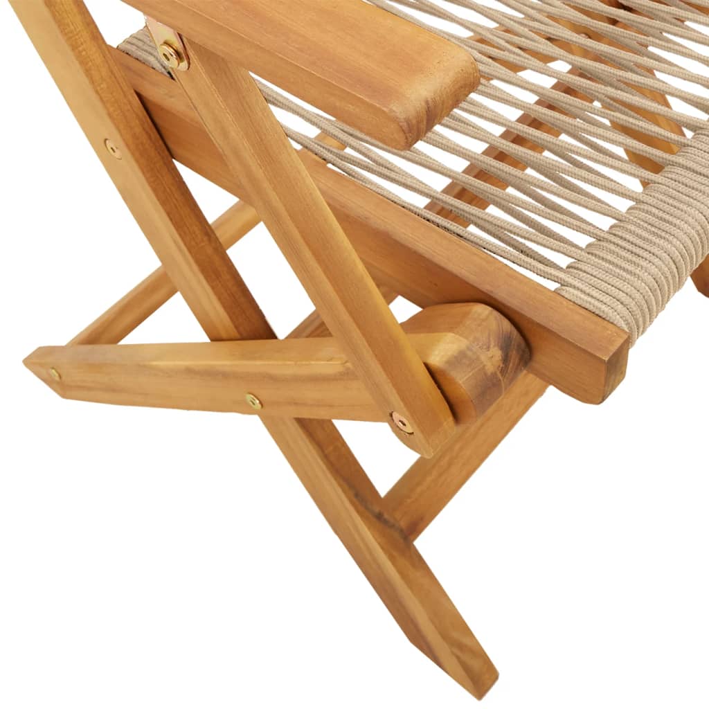 Chaises de jardin lot de 2 beige bois d'acacia et polypropylène