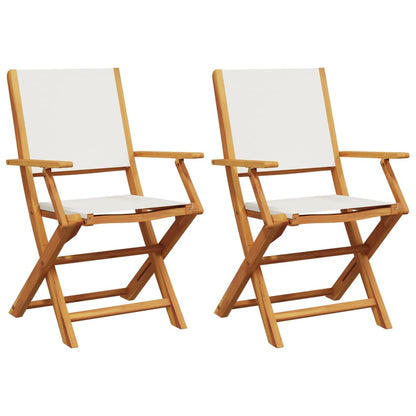 Chaises de jardin lot de 2 blanc crème bois acacia massif tissu