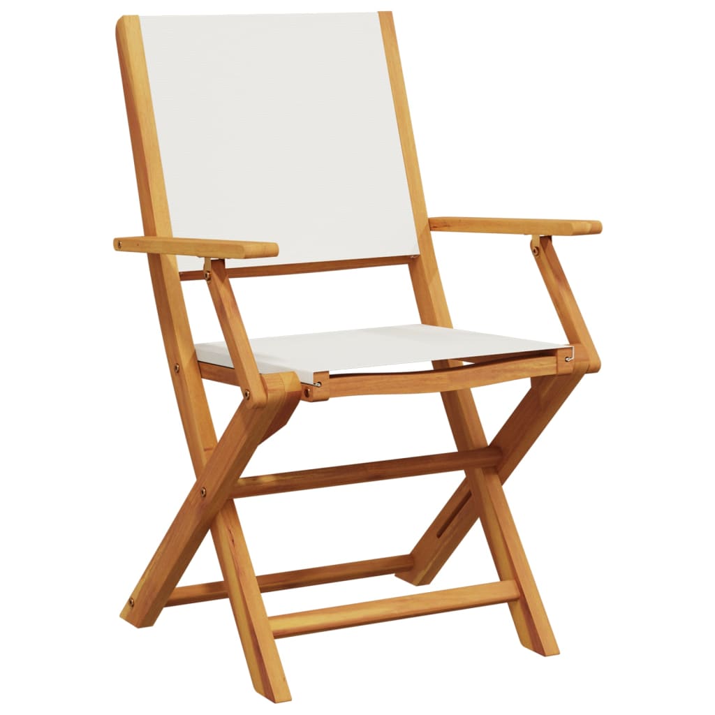 Chaises de jardin lot de 2 blanc crème bois acacia massif tissu