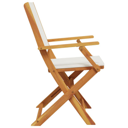 Chaises de jardin lot de 2 blanc crème bois acacia massif tissu