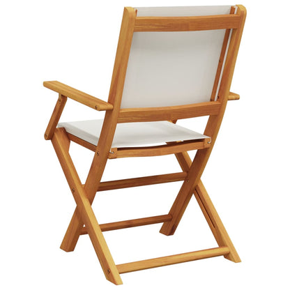 Chaises de jardin lot de 2 blanc crème bois acacia massif tissu