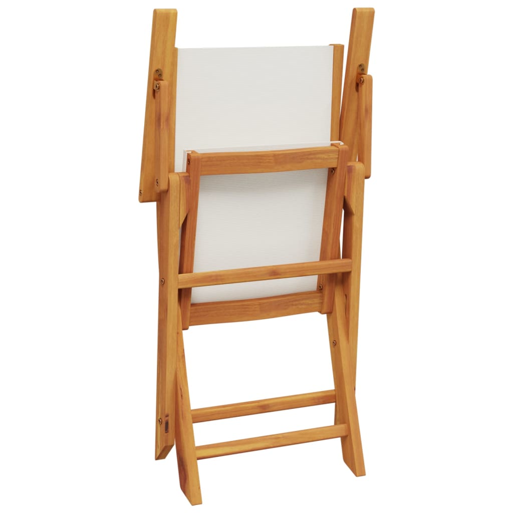 Chaises de jardin lot de 2 blanc crème bois acacia massif tissu