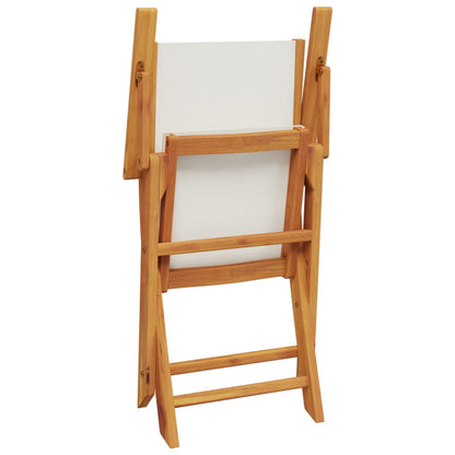 Chaises de jardin lot de 2 blanc crème bois acacia massif tissu