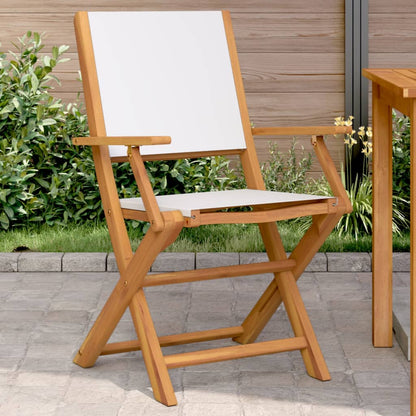 Chaises de jardin lot de 2 blanc crème bois acacia massif tissu