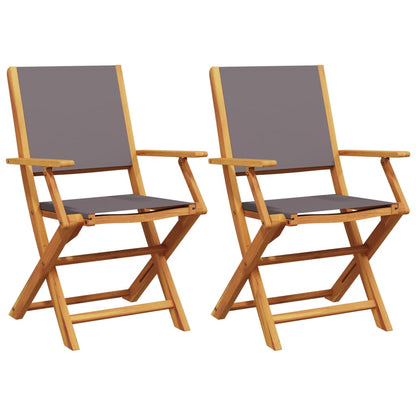 Chaises de jardin lot de 2 anthracite bois acacia massif tissu