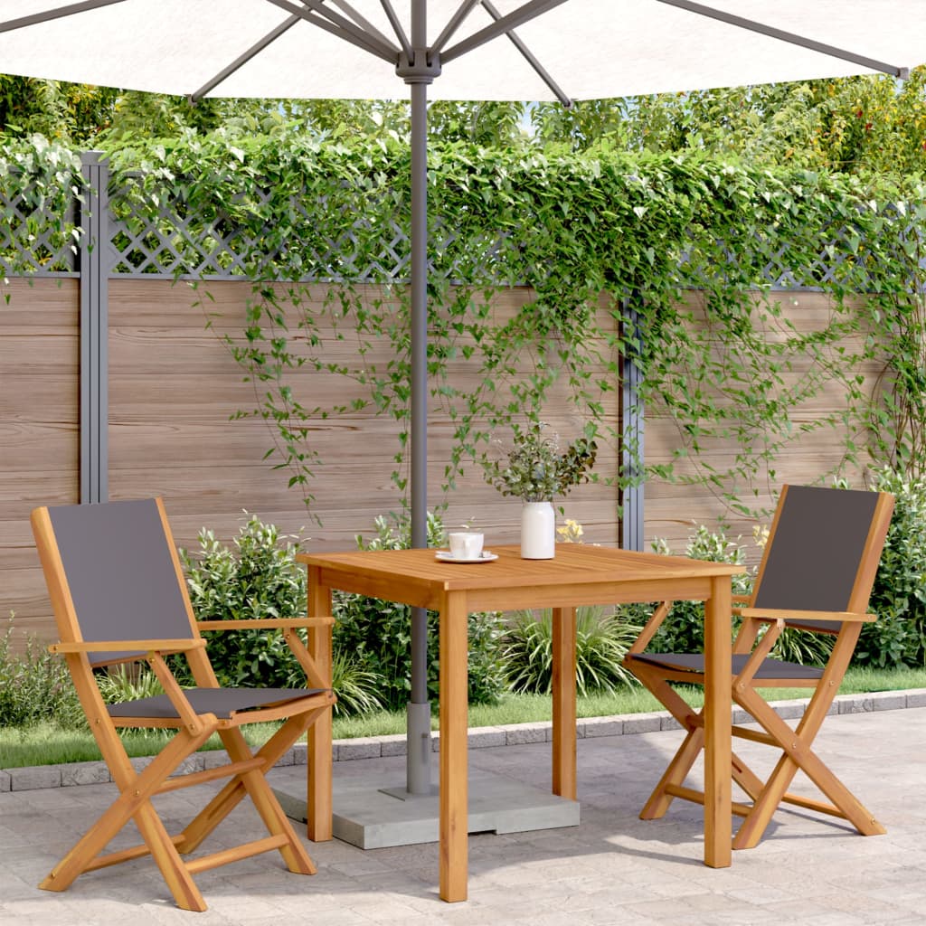 Chaises de jardin lot de 2 anthracite bois acacia massif tissu