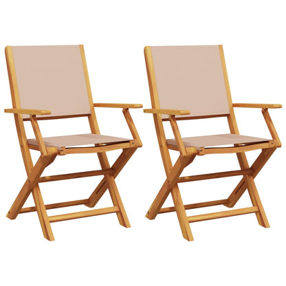 Chaises de jardin lot de 2 taupe bois d'acacia massif et tissu