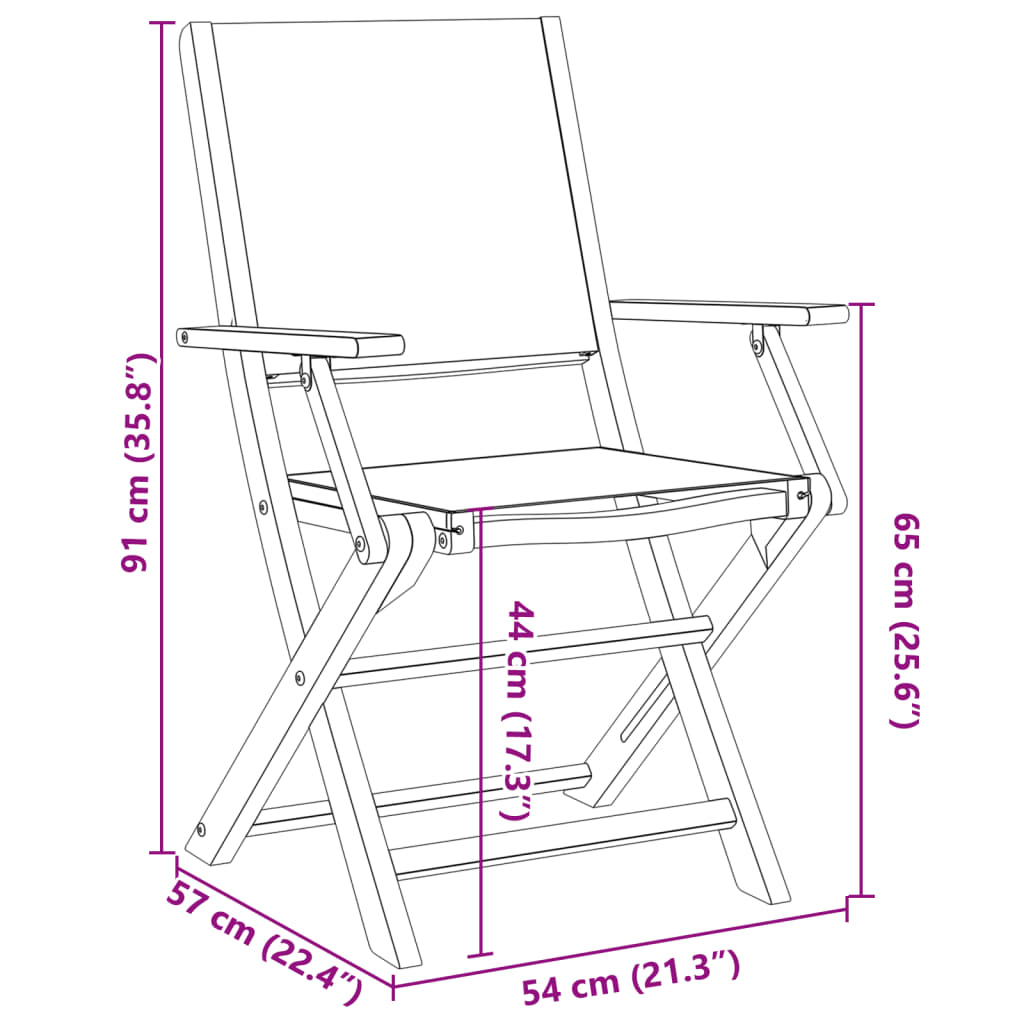 Chaises de jardin lot de 2 taupe bois d'acacia massif et tissu