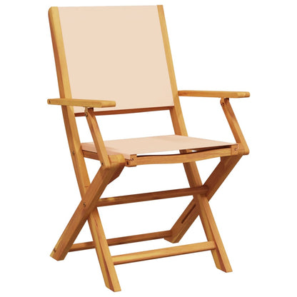 Chaises de jardin lot de 2 beige bois d'acacia massif et tissu