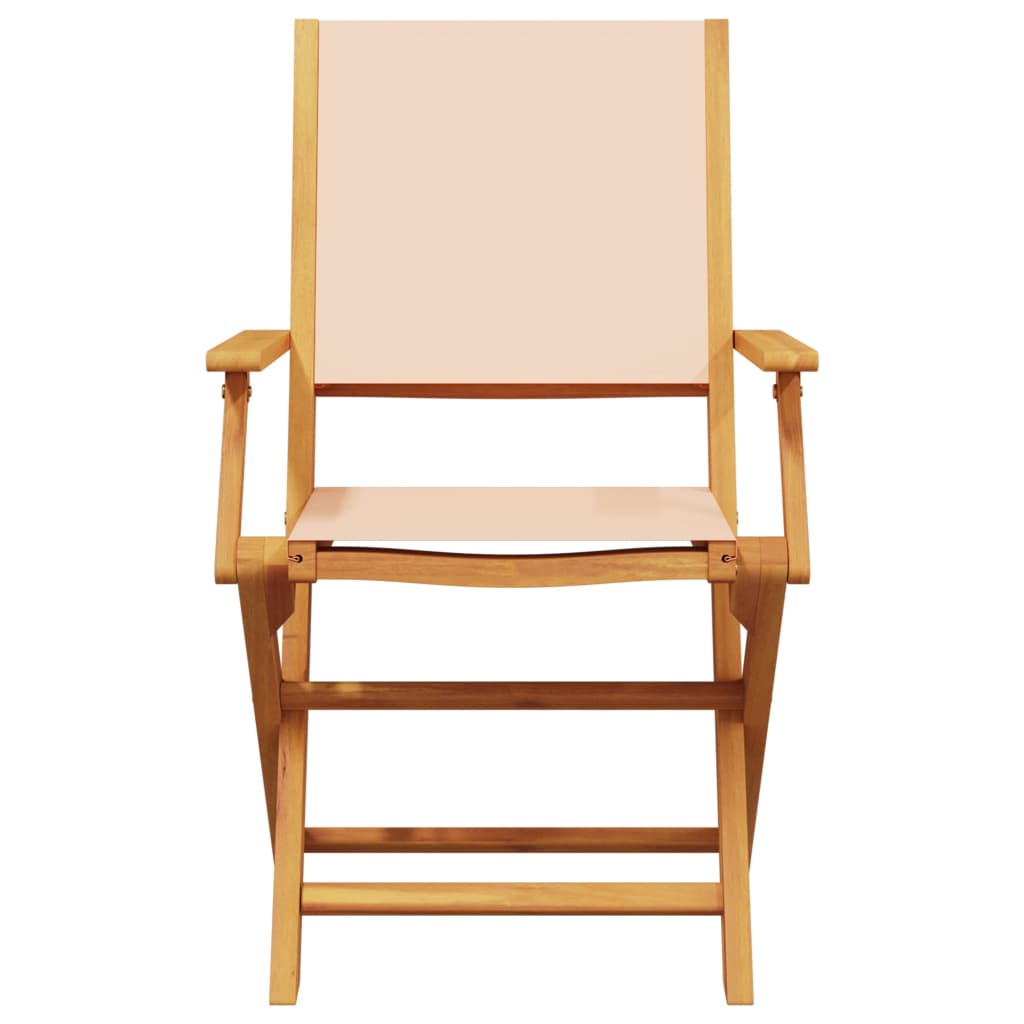 Chaises de jardin lot de 2 beige bois d'acacia massif et tissu