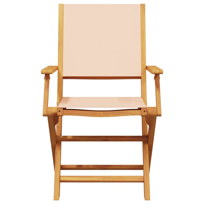 Chaises de jardin lot de 2 beige bois d'acacia massif et tissu